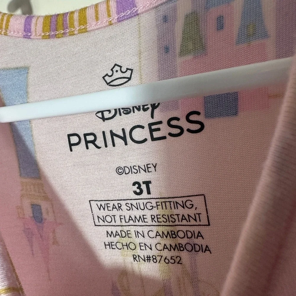 Disney Princess Pajamas 3T Pink Castle Print Zipper One Piece Sleeper Bamboo